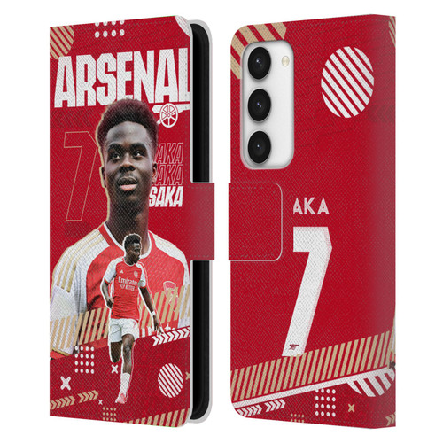 Arsenal FC 2023/24 First Team Bukayo Saka Leather Book Wallet Case Cover For Samsung Galaxy S23 5G