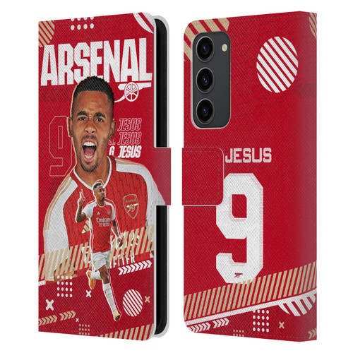 Arsenal FC 2023/24 First Team Gabriel Jesus Leather Book Wallet Case Cover For Samsung Galaxy S23+ 5G