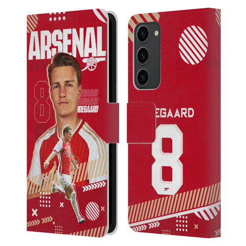 Arsenal FC 2023/24 First Team Martin Ødegaard Leather Book Wallet Case Cover For Samsung Galaxy S23+ 5G