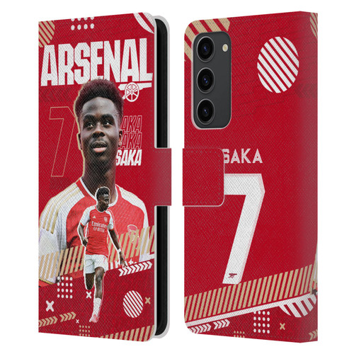 Arsenal FC 2023/24 First Team Bukayo Saka Leather Book Wallet Case Cover For Samsung Galaxy S23+ 5G