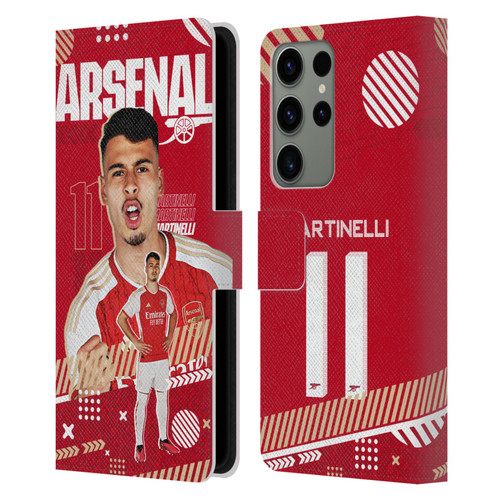 Arsenal FC 2023/24 First Team Gabriel Leather Book Wallet Case Cover For Samsung Galaxy S23 Ultra 5G