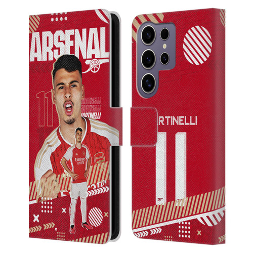 Arsenal FC 2023/24 First Team Gabriel Leather Book Wallet Case Cover For Samsung Galaxy S25 Ultra
