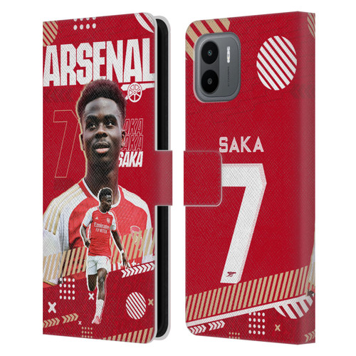 Arsenal FC 2023/24 First Team Bukayo Saka Leather Book Wallet Case Cover For Xiaomi Redmi A2