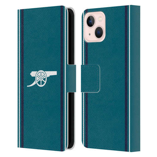 Arsenal FC 2023/24 Crest Kit Third Leather Book Wallet Case Cover For Apple iPhone 13
