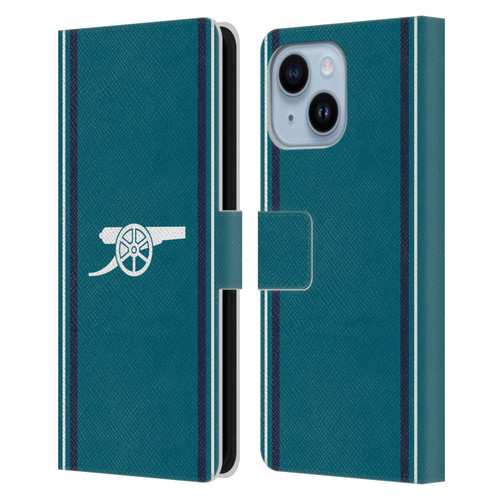 Arsenal FC 2023/24 Crest Kit Third Leather Book Wallet Case Cover For Apple iPhone 14 Plus