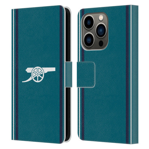 Arsenal FC 2023/24 Crest Kit Third Leather Book Wallet Case Cover For Apple iPhone 14 Pro