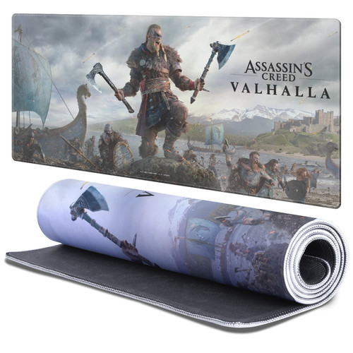 Assassin's Creed Valhalla Graphics Male Eivor Gaming Office Desk PC Keyboard Mouse Mat Pad 37.4 x 15.75 x 0.16 inches (900 x 400 mm) - XL