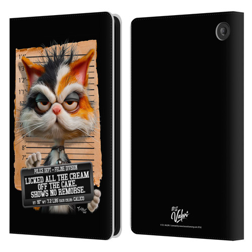 D.S. Valori Kitty And Puppy Kitty Licked The Cream Leather Book Wallet Case Cover For Amazon Fire 7 2022