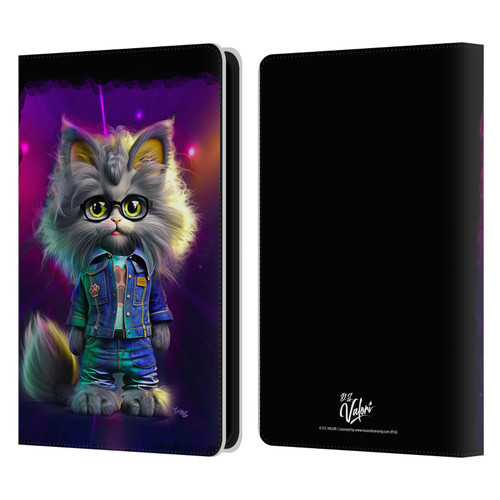 D.S. Valori Kitty And Puppy Kitty In Jeans Leather Book Wallet Case Cover For Amazon Kindle Paperwhite 5 (2021)