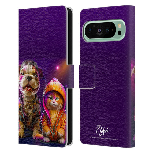D.S. Valori Kitty And Puppy Hip Hop Pals Leather Book Wallet Case Cover For Google Pixel 9 Pro XL