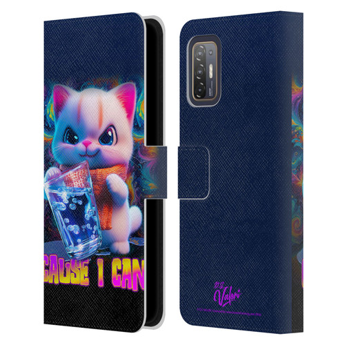 D.S. Valori Kitty And Puppy Kitty Cause I Can Leather Book Wallet Case Cover For HTC Desire 21 Pro 5G