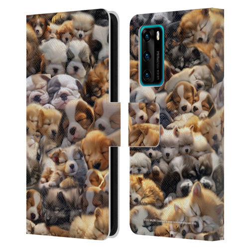 D.S. Valori Kitty And Puppy Puppy Dreams Leather Book Wallet Case Cover For Huawei P40 5G