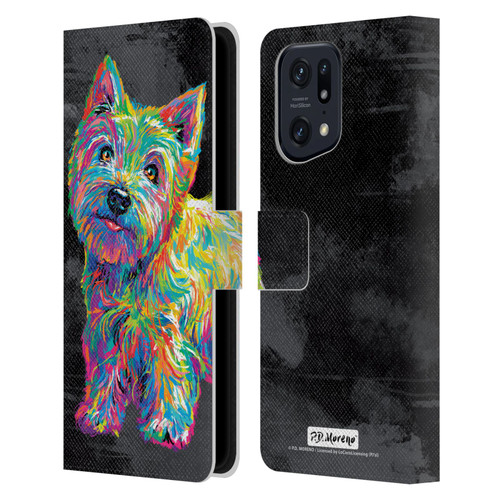 P.D. Moreno Animals II Marvin The Westie Dog Leather Book Wallet Case Cover For OPPO Find X5 Pro