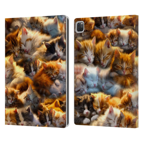 D.S. Valori Kitty And Puppy Kitty Dreams Leather Book Wallet Case Cover For Apple iPad Pro 12.9 2020/2021/2022