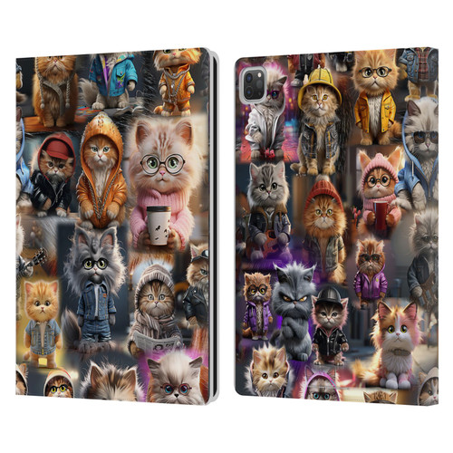 D.S. Valori Kitty And Puppy Kitty Kingdom Leather Book Wallet Case Cover For Apple iPad Pro 12.9 2020/2021/2022