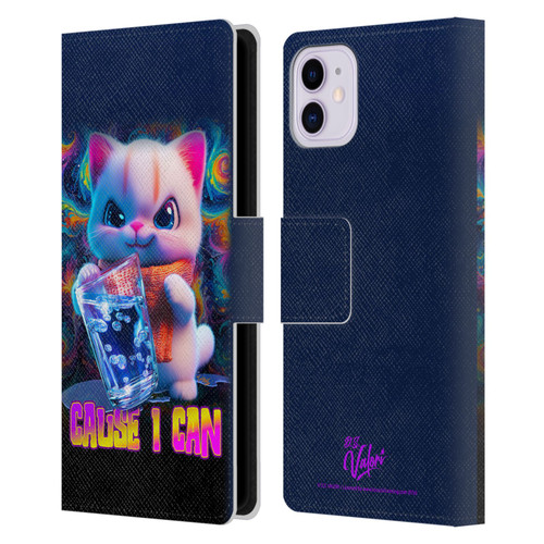 D.S. Valori Kitty And Puppy Kitty Cause I Can Leather Book Wallet Case Cover For Apple iPhone 11