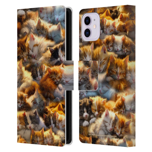 D.S. Valori Kitty And Puppy Kitty Dreams Leather Book Wallet Case Cover For Apple iPhone 11