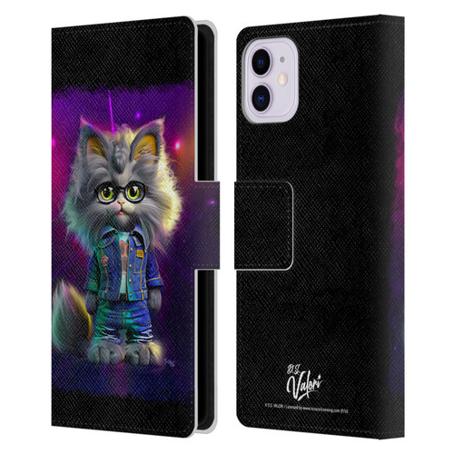 D.S. Valori Kitty And Puppy Kitty In Jeans Leather Book Wallet Case Cover For Apple iPhone 11