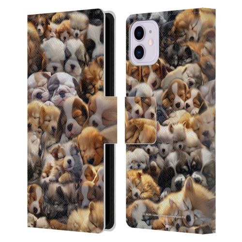 D.S. Valori Kitty And Puppy Puppy Dreams Leather Book Wallet Case Cover For Apple iPhone 11