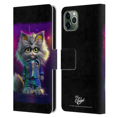 D.S. Valori Kitty And Puppy Kitty In Jeans Leather Book Wallet Case Cover For Apple iPhone 11 Pro Max
