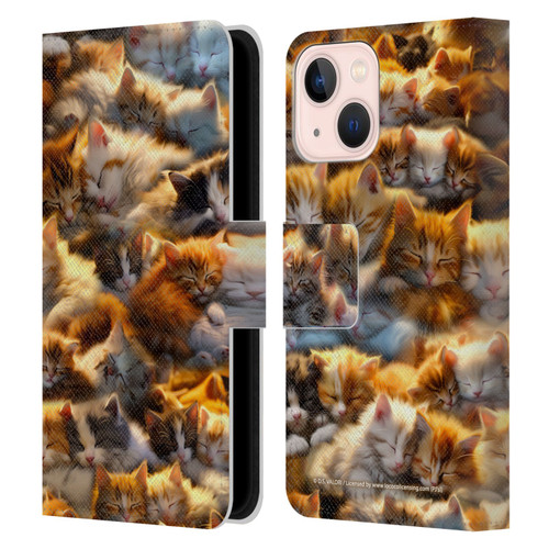 D.S. Valori Kitty And Puppy Kitty Dreams Leather Book Wallet Case Cover For Apple iPhone 13 Mini