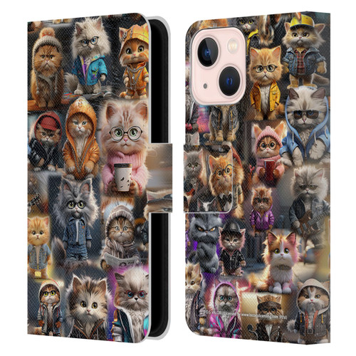 D.S. Valori Kitty And Puppy Kitty Kingdom Leather Book Wallet Case Cover For Apple iPhone 13 Mini