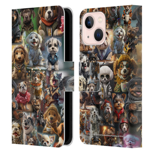 D.S. Valori Kitty And Puppy Puppy Kingdom Leather Book Wallet Case Cover For Apple iPhone 13 Mini