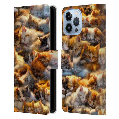 D.S. Valori Kitty And Puppy Kitty Dreams Leather Book Wallet Case Cover For Apple iPhone 13 Pro Max