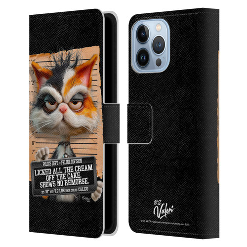 D.S. Valori Kitty And Puppy Kitty Licked The Cream Leather Book Wallet Case Cover For Apple iPhone 13 Pro Max