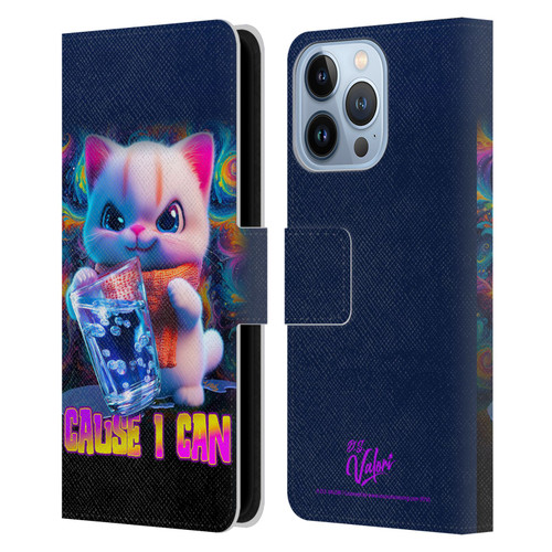D.S. Valori Kitty And Puppy Kitty Cause I Can Leather Book Wallet Case Cover For Apple iPhone 13 Pro