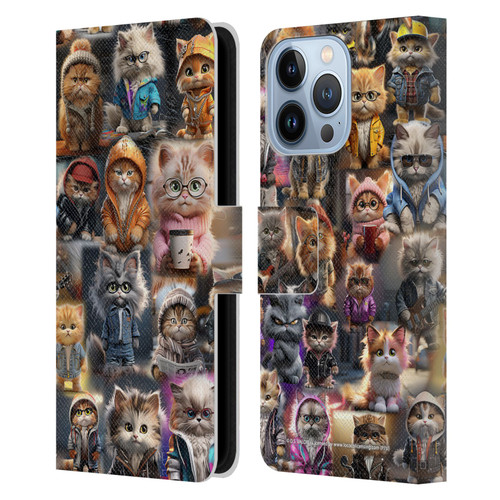 D.S. Valori Kitty And Puppy Kitty Kingdom Leather Book Wallet Case Cover For Apple iPhone 13 Pro