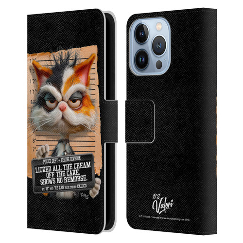 D.S. Valori Kitty And Puppy Kitty Licked The Cream Leather Book Wallet Case Cover For Apple iPhone 13 Pro