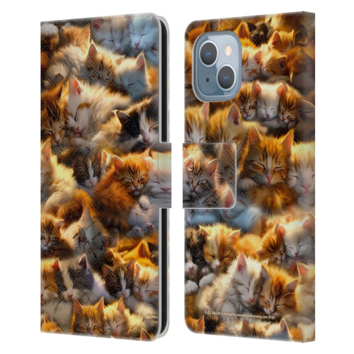 D.S. Valori Kitty And Puppy Kitty Dreams Leather Book Wallet Case Cover For Apple iPhone 14