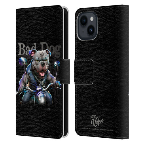 D.S. Valori Kitty And Puppy Bad Dog Leather Book Wallet Case Cover For Apple iPhone 15