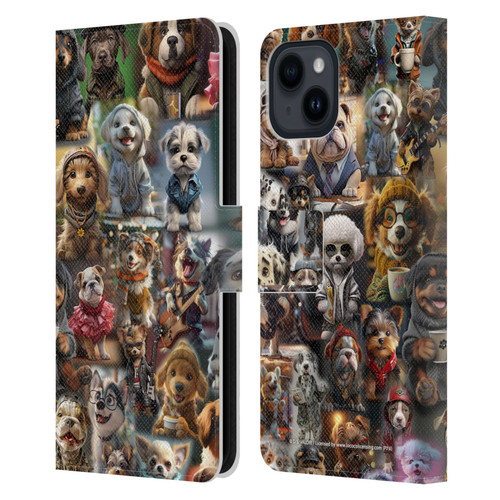 D.S. Valori Kitty And Puppy Puppy Kingdom Leather Book Wallet Case Cover For Apple iPhone 15