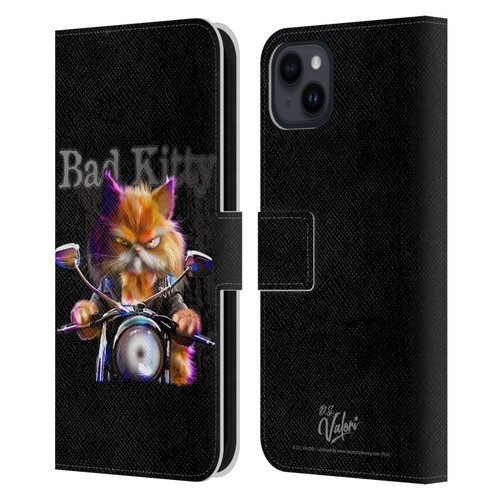 D.S. Valori Kitty And Puppy Bad Kitty Leather Book Wallet Case Cover For Apple iPhone 15 Plus