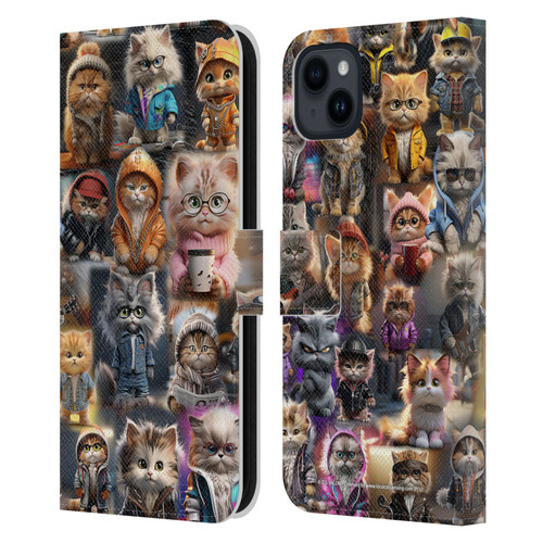 D.S. Valori Kitty And Puppy Kitty Kingdom Leather Book Wallet Case Cover For Apple iPhone 15 Plus