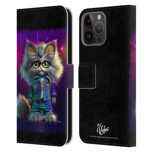 D.S. Valori Kitty And Puppy Kitty In Jeans Leather Book Wallet Case Cover For Apple iPhone 15 Pro Max