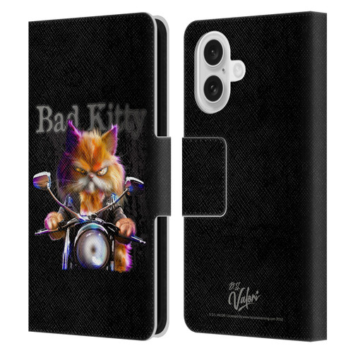 D.S. Valori Kitty And Puppy Bad Kitty Leather Book Wallet Case Cover For Apple iPhone 16