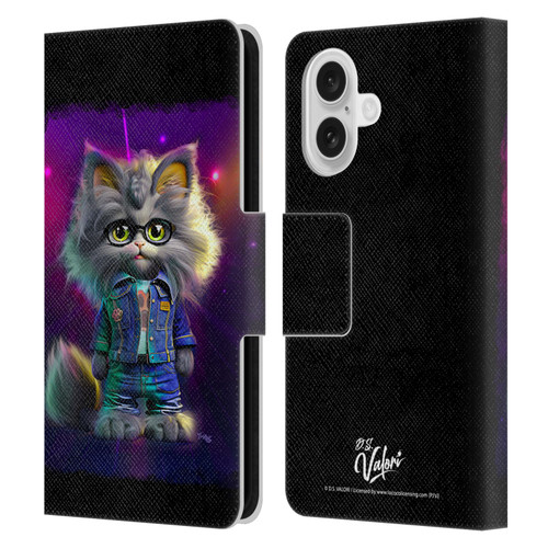 D.S. Valori Kitty And Puppy Kitty In Jeans Leather Book Wallet Case Cover For Apple iPhone 16