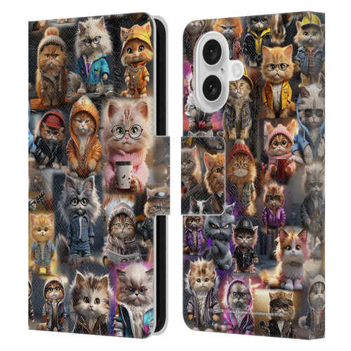 D.S. Valori Kitty And Puppy Kitty Kingdom Leather Book Wallet Case Cover For Apple iPhone 16