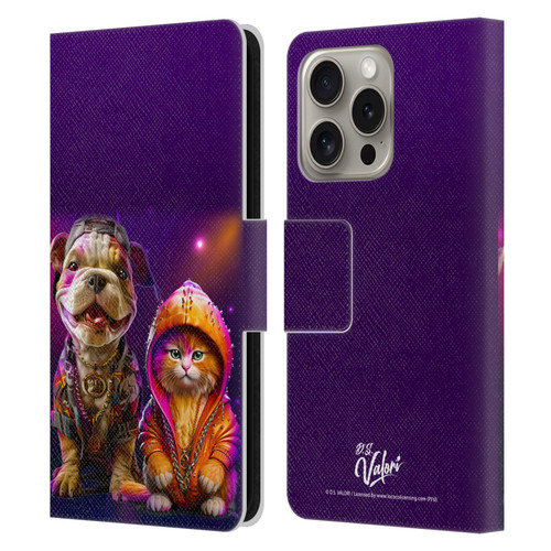 D.S. Valori Kitty And Puppy Hip Hop Pals Leather Book Wallet Case Cover For Apple iPhone 16 Pro
