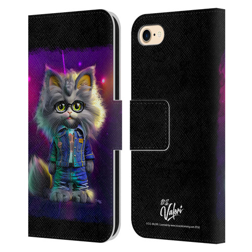 D.S. Valori Kitty And Puppy Kitty In Jeans Leather Book Wallet Case Cover For Apple iPhone 7 / 8 / SE 2020 & 2022