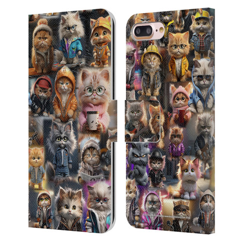 D.S. Valori Kitty And Puppy Kitty Kingdom Leather Book Wallet Case Cover For Apple iPhone 7 Plus / iPhone 8 Plus