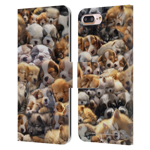 D.S. Valori Kitty And Puppy Puppy Dreams Leather Book Wallet Case Cover For Apple iPhone 7 Plus / iPhone 8 Plus