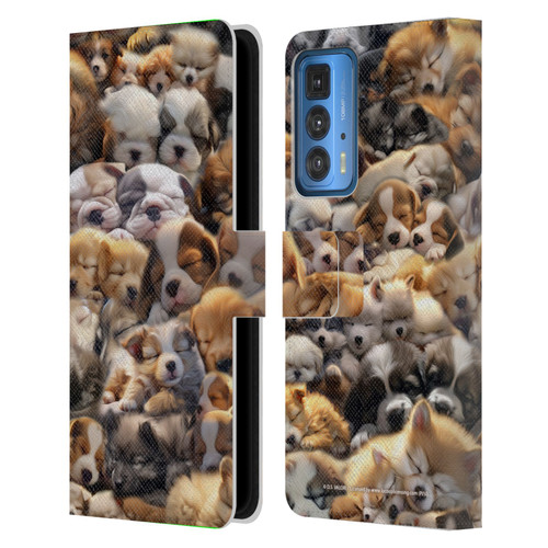 D.S. Valori Kitty And Puppy Puppy Dreams Leather Book Wallet Case Cover For Motorola Edge (2022)
