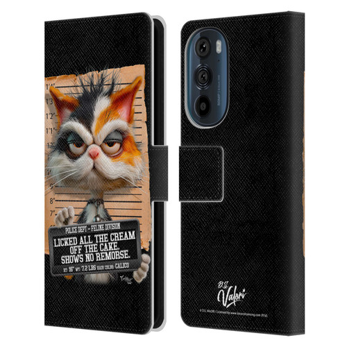 D.S. Valori Kitty And Puppy Kitty Licked The Cream Leather Book Wallet Case Cover For Motorola Edge 30