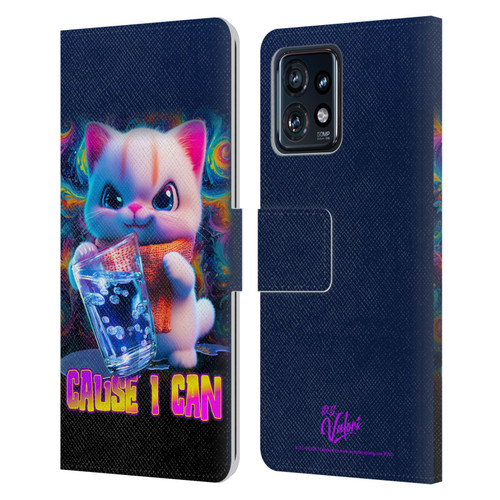 D.S. Valori Kitty And Puppy Kitty Cause I Can Leather Book Wallet Case Cover For Motorola Moto Edge 40 Pro/Plus 2023