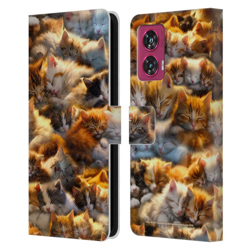 D.S. Valori Kitty And Puppy Kitty Dreams Leather Book Wallet Case Cover For Motorola Edge 50 Fusion