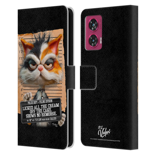 D.S. Valori Kitty And Puppy Kitty Licked The Cream Leather Book Wallet Case Cover For Motorola Edge 50 Fusion